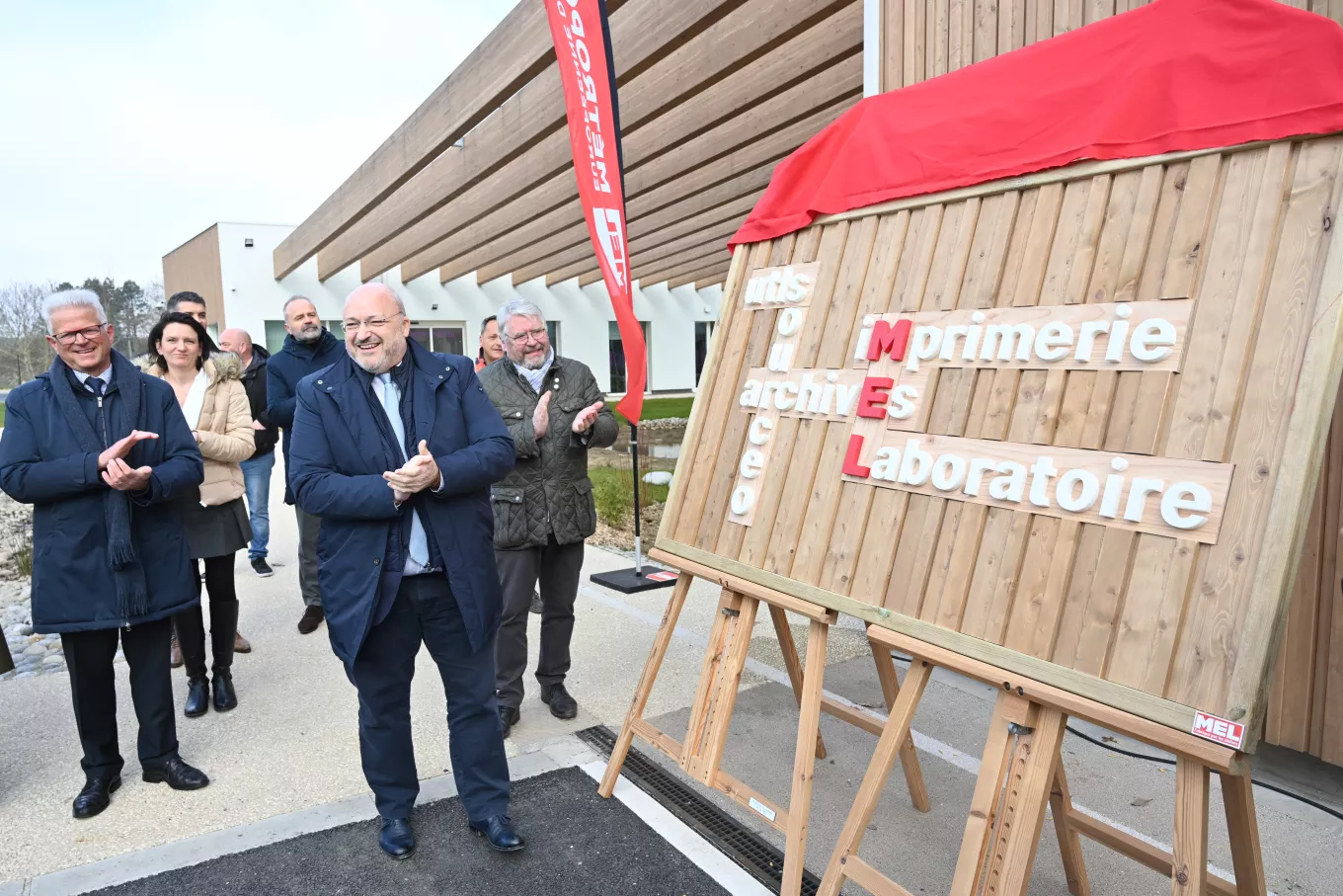 Patrick Geenens, maire de Ronchin, Damien Castelain, Président de la Métropole Européenne de Lille, Alain Bézirard, Vice-Président de la Métropole Européenne de Lille, lors de l’inauguration des nouvelles archives de la MEL le vendredi 3 mars 2023